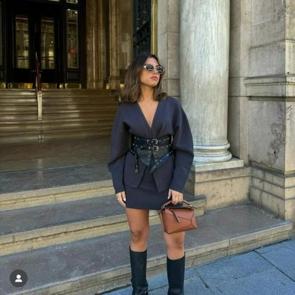 ZARA STUDDED 100% COW LEATHER CUMMERBUND - Picture 9 of 10